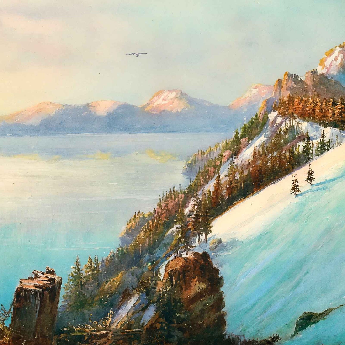 Crater Lake & Mount Scott Southern Oregon in 1908 Art Print (7 Sizes)