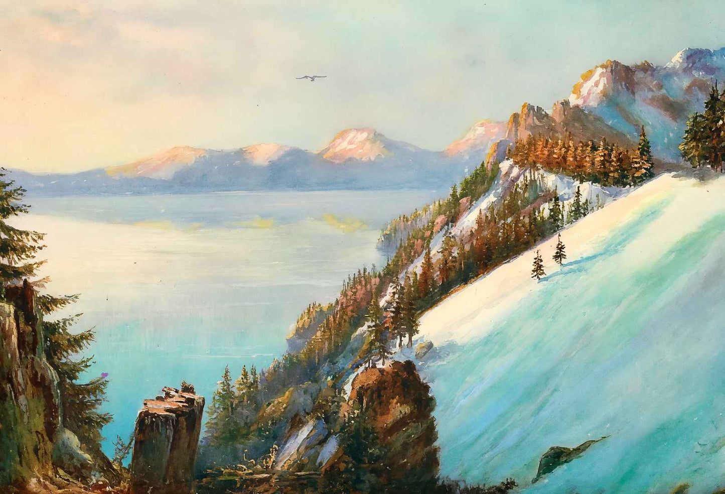 Crater Lake & Mount Scott Southern Oregon in 1908 Art Print (7 Sizes)