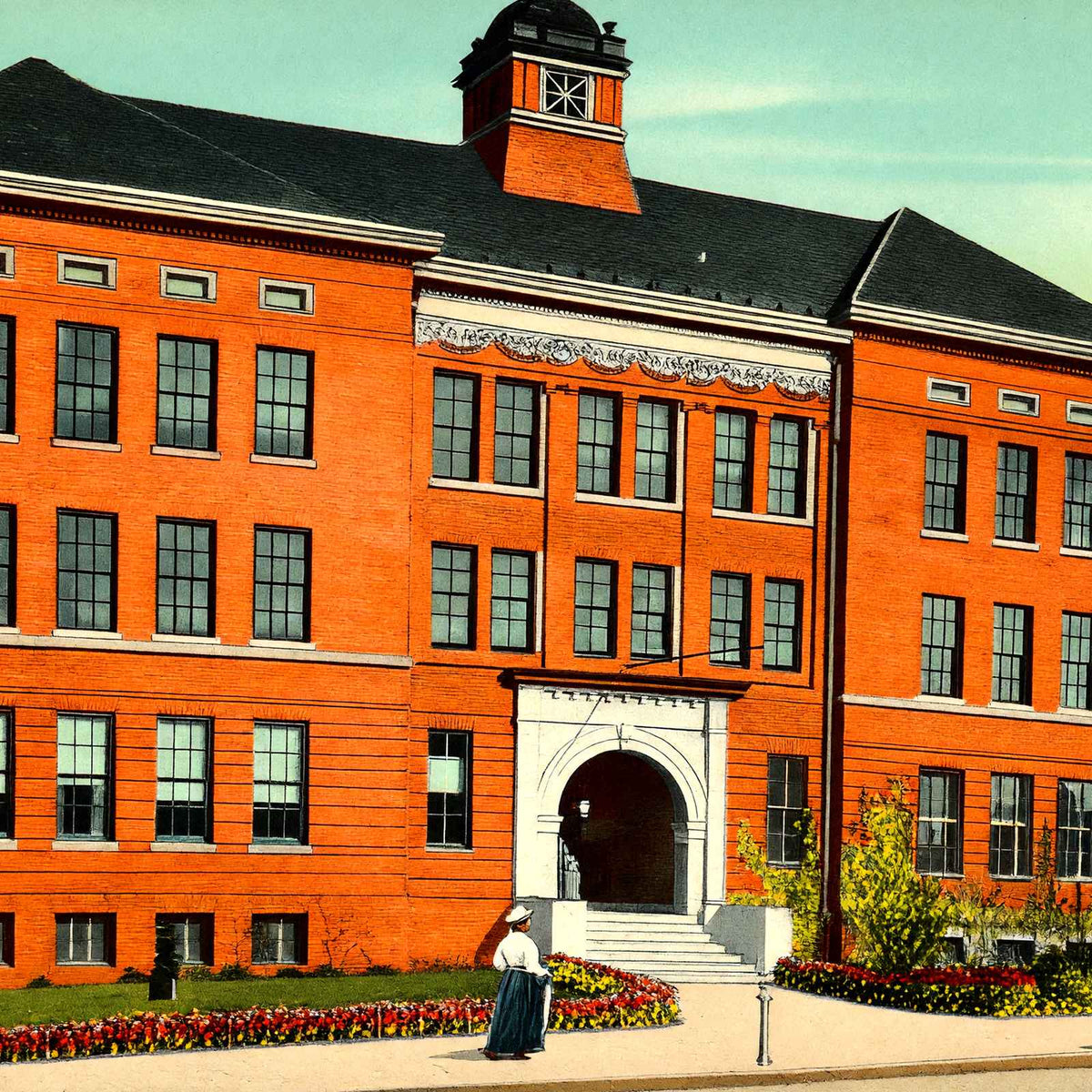 Crosby High School Waterbury CT in 1907 Vintage Print (7 Sizes) - Premium Print