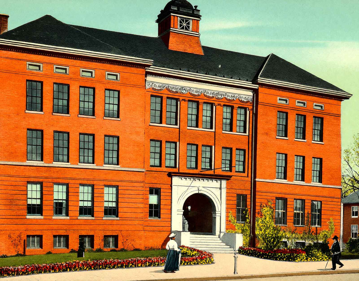 Crosby High School Waterbury CT in 1907 Vintage Print (7 Sizes) - Premium Print