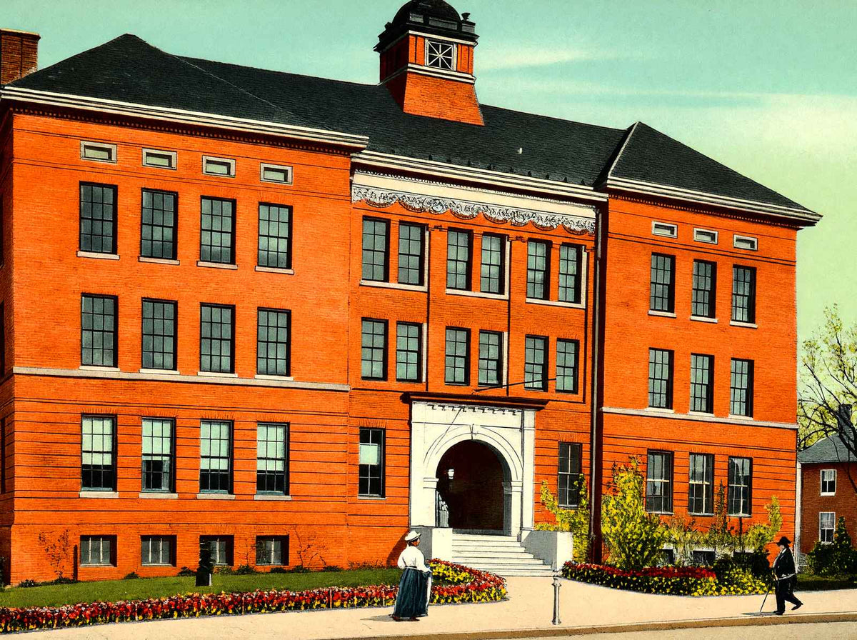 Crosby High School Waterbury CT in 1907 Vintage Print (7 Sizes) - Premium Print