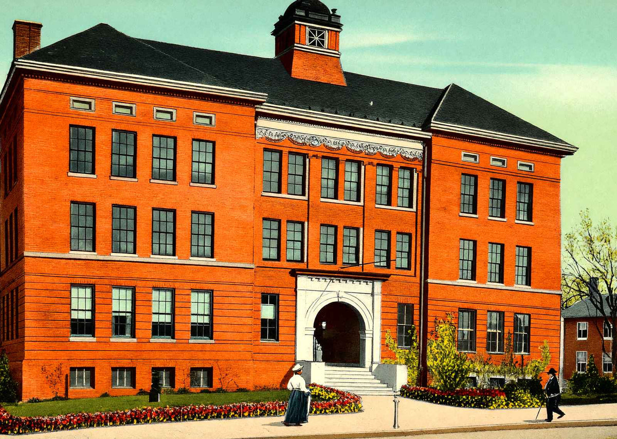 Crosby High School Waterbury CT in 1907 Vintage Print (7 Sizes) - Premium Print