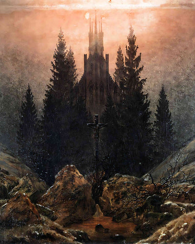 Cross and Church in the Mountains by Caspar David Friedrich 8x10" Art Print