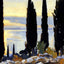 Cypress Trees at San Vigilio Art Print 1913 by John Singer Sargent (6 Sizes)