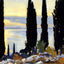 Cypress Trees at San Vigilio art print by John Singer Sargent (1913)
