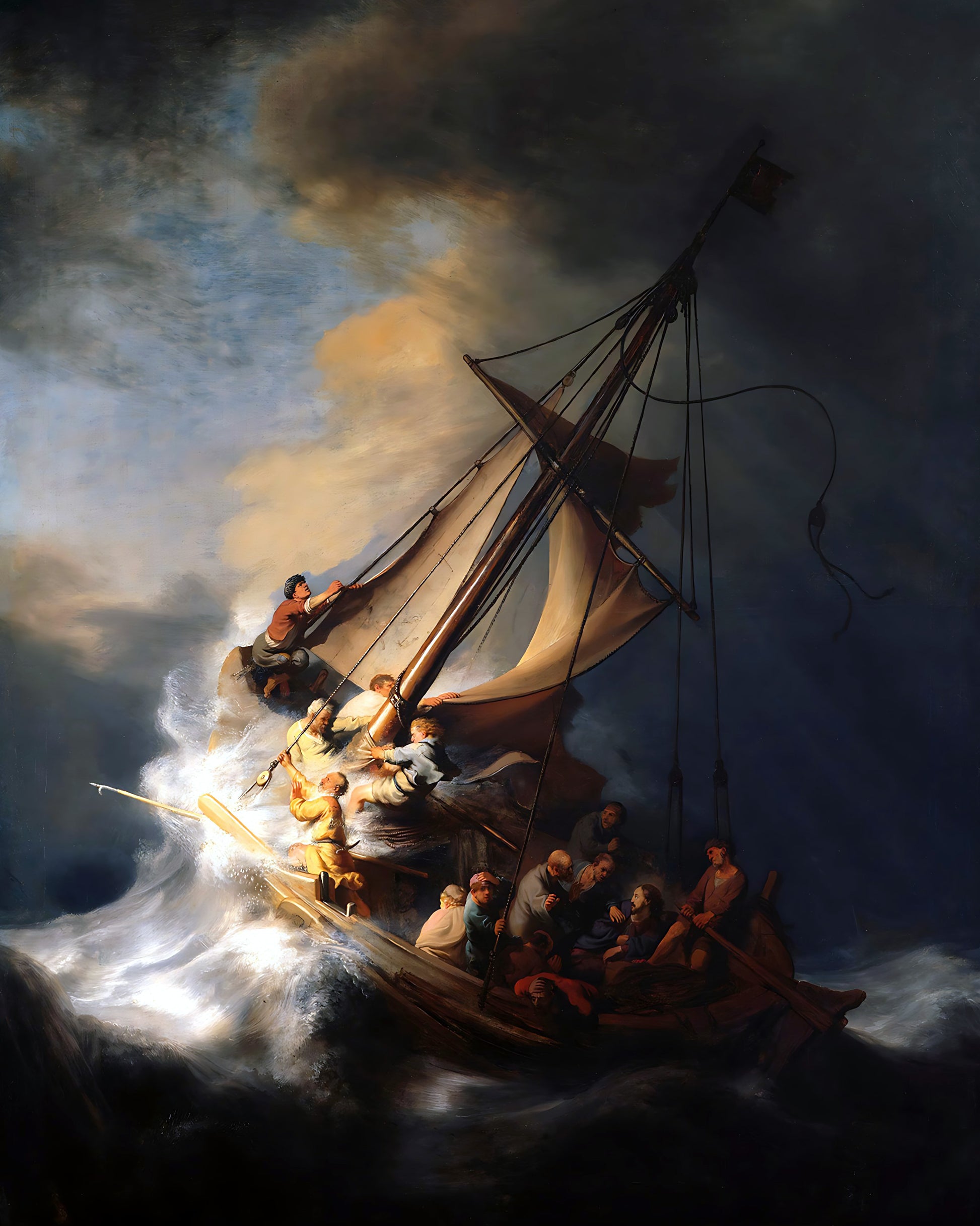 Calming the Storm by Rembrandt 8x10" Bible Painting Jesus Art Print