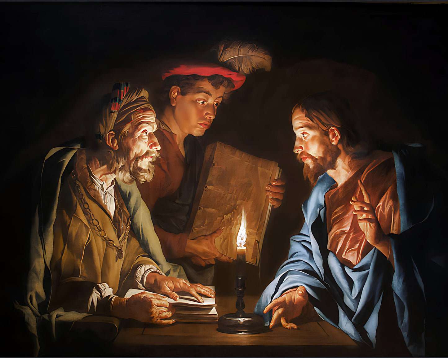 Christ and Nicodemus Painting by Matthias Stom 8x10" Art Print (Jesus)