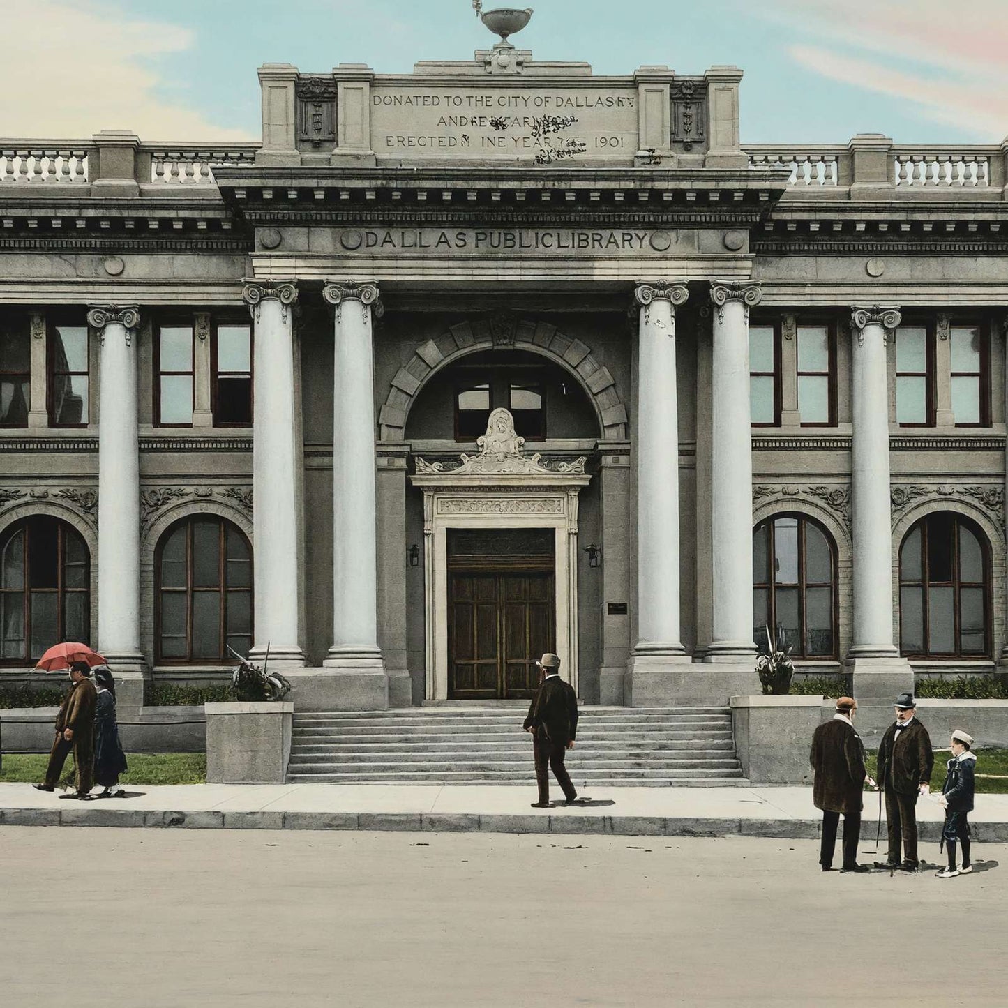Dallas Texas Carnegie Library in 1905 Vintage Print (7 Sizes) - High Quality