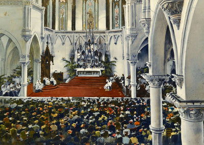 Interior of Sacred Heart Cathedral Dallas in 1908 Art Print (7 Sizes)