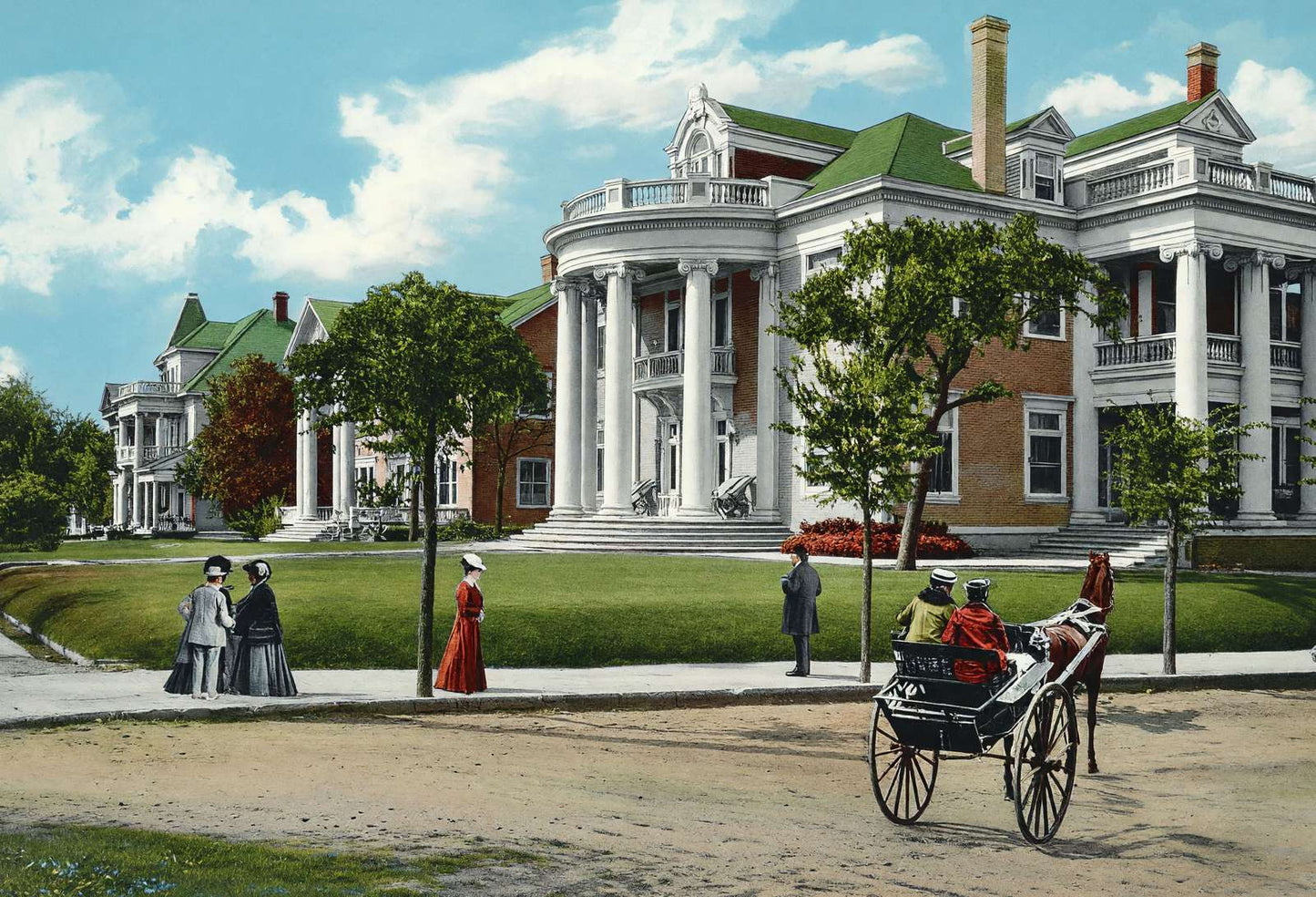 Colonial Residences Ross Avenue Dallas 1905 Vintage Print (7 Sizes) - Restored