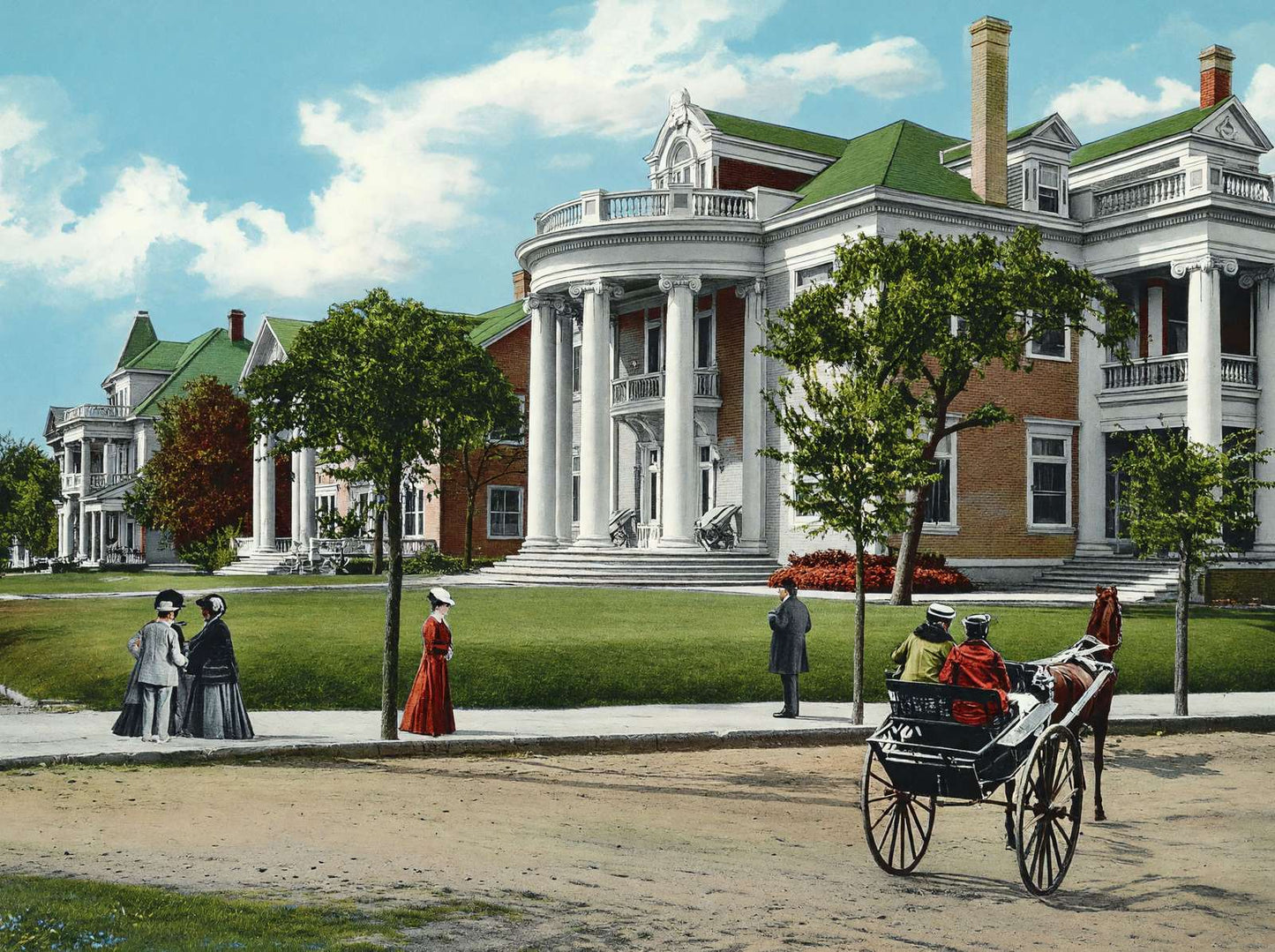 Colonial Residences Ross Avenue Dallas 1905 Vintage Print (7 Sizes) - Restored