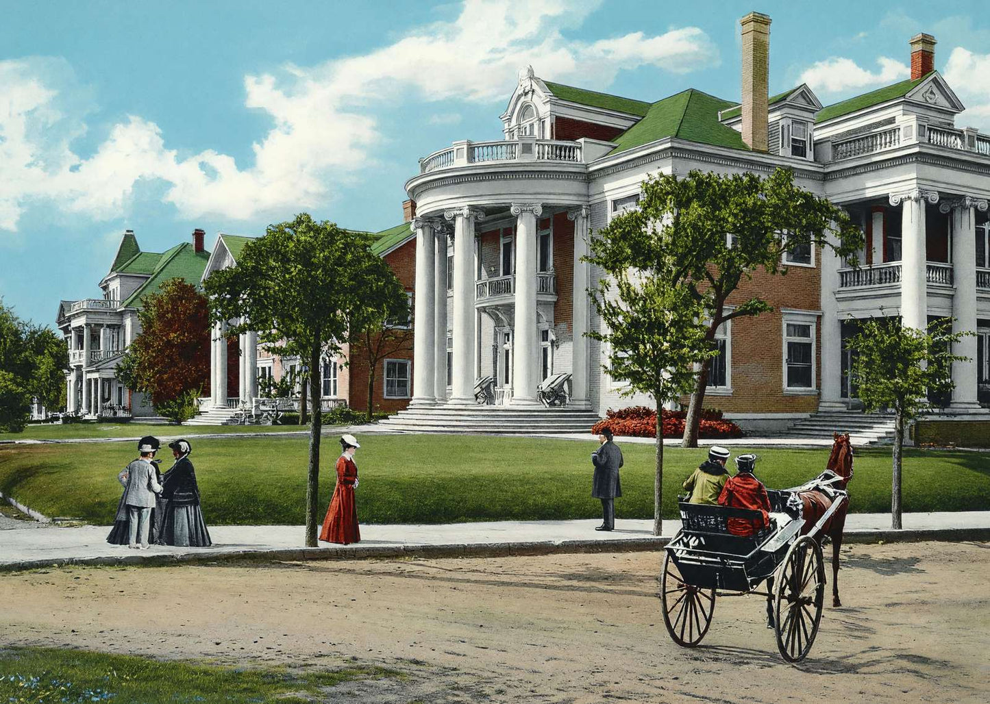 Colonial Residences Ross Avenue Dallas 1905 Vintage Print (7 Sizes) - Restored