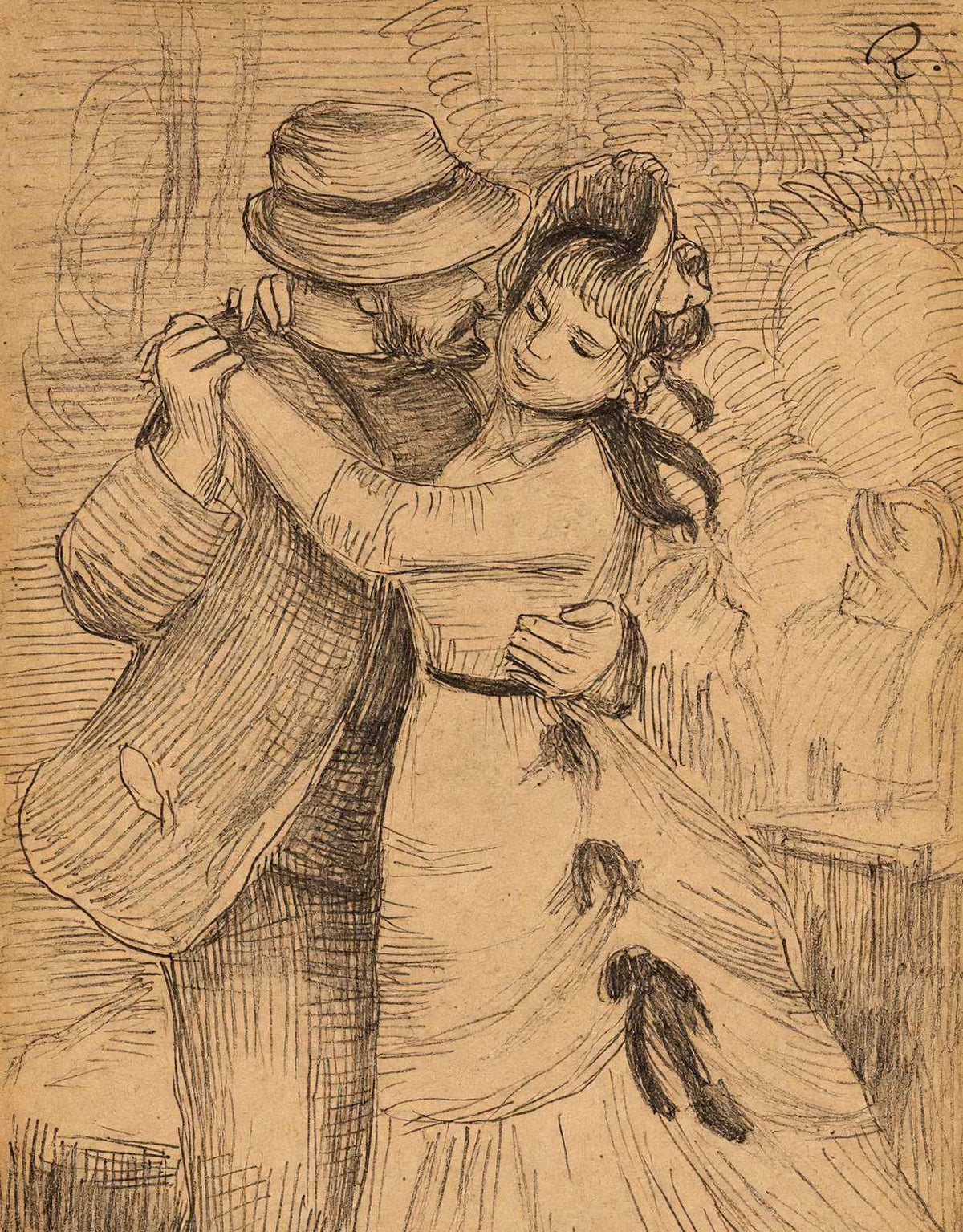 Dance in the Country Art Print 1883 Drawing by Pierre-Auguste Renoir (6 Sizes)