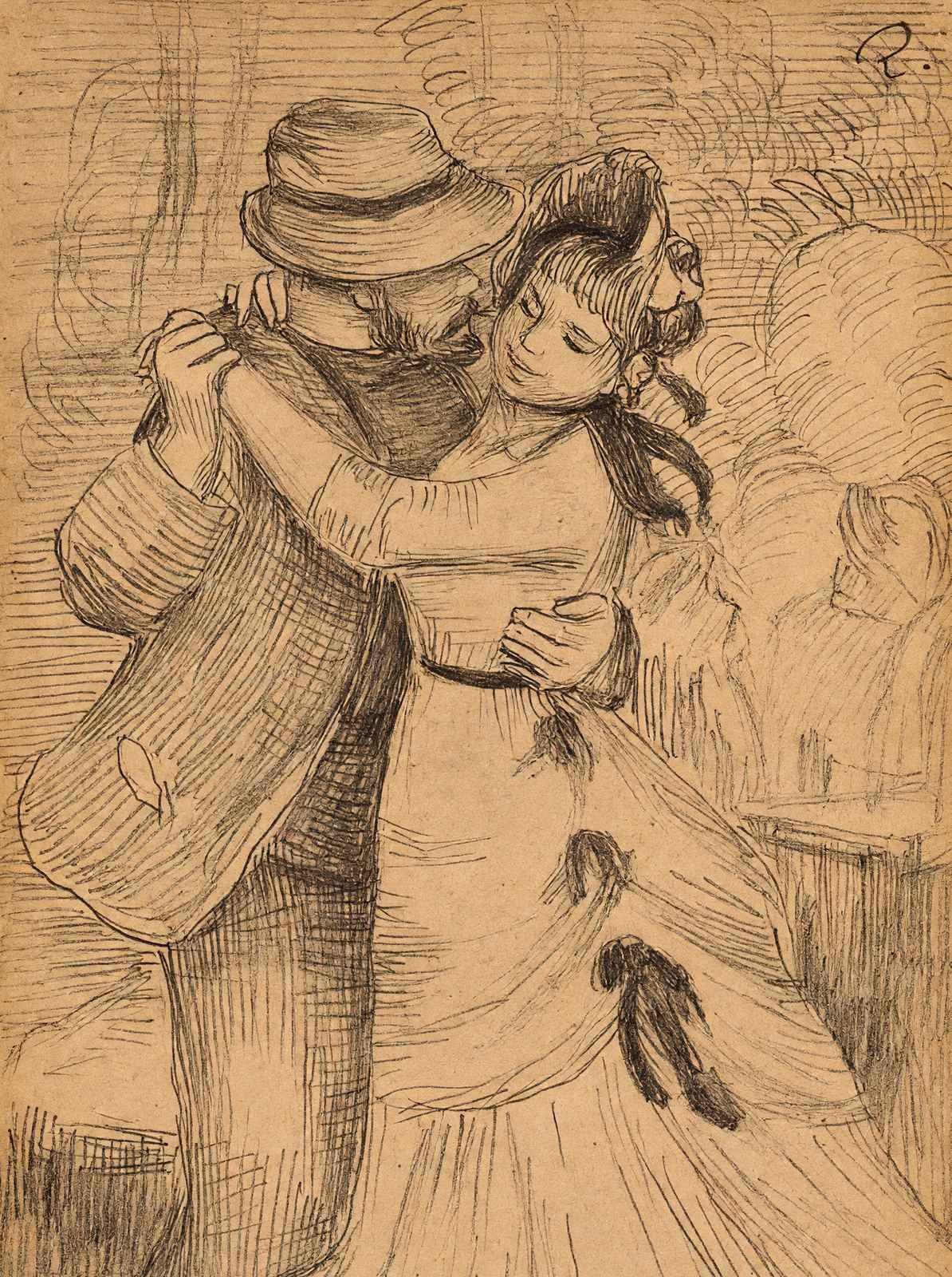 Dance in the Country Art Print 1883 Drawing by Pierre-Auguste Renoir (6 Sizes)
