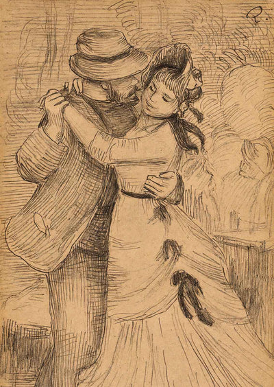 Dance in the Country Art Print 1883 Drawing by Pierre-Auguste Renoir (6 Sizes)