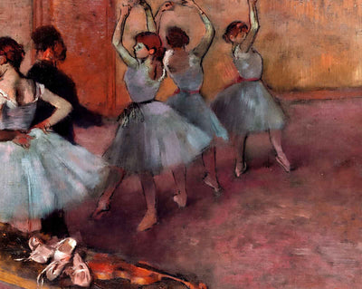 Dancers in Light Blue (Rehearsing in the Dance Studio) art print by Edgar Degas (1881)