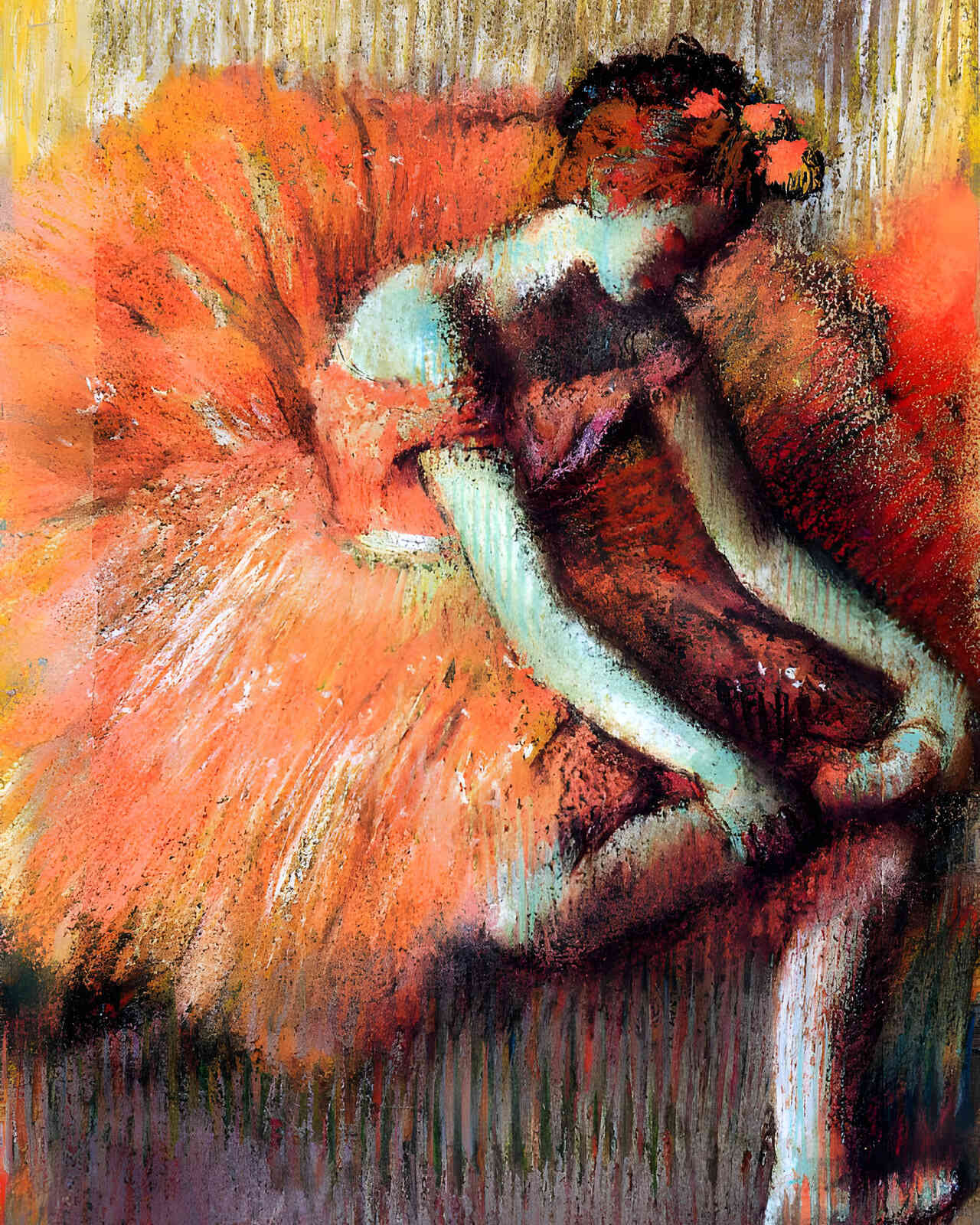 Dancer Adjusting Her Sandel 1896 Painting by Edgar Degas 8x10" Art Print