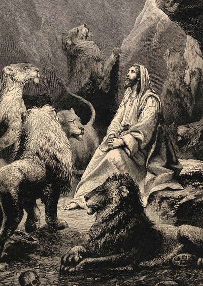 Daniel in the Lion's Den Art Print (6 Sizes) - Vintage Bible Reprint