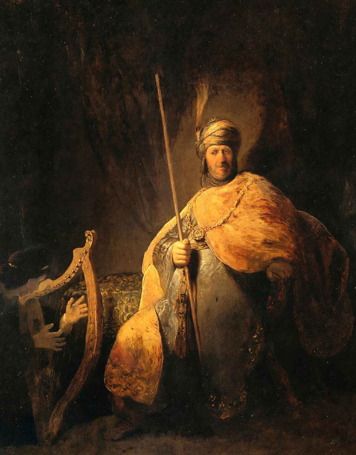David Playing the Harp to Saul 1629 Painting by Rembrandt Art Print (6 Sizes)