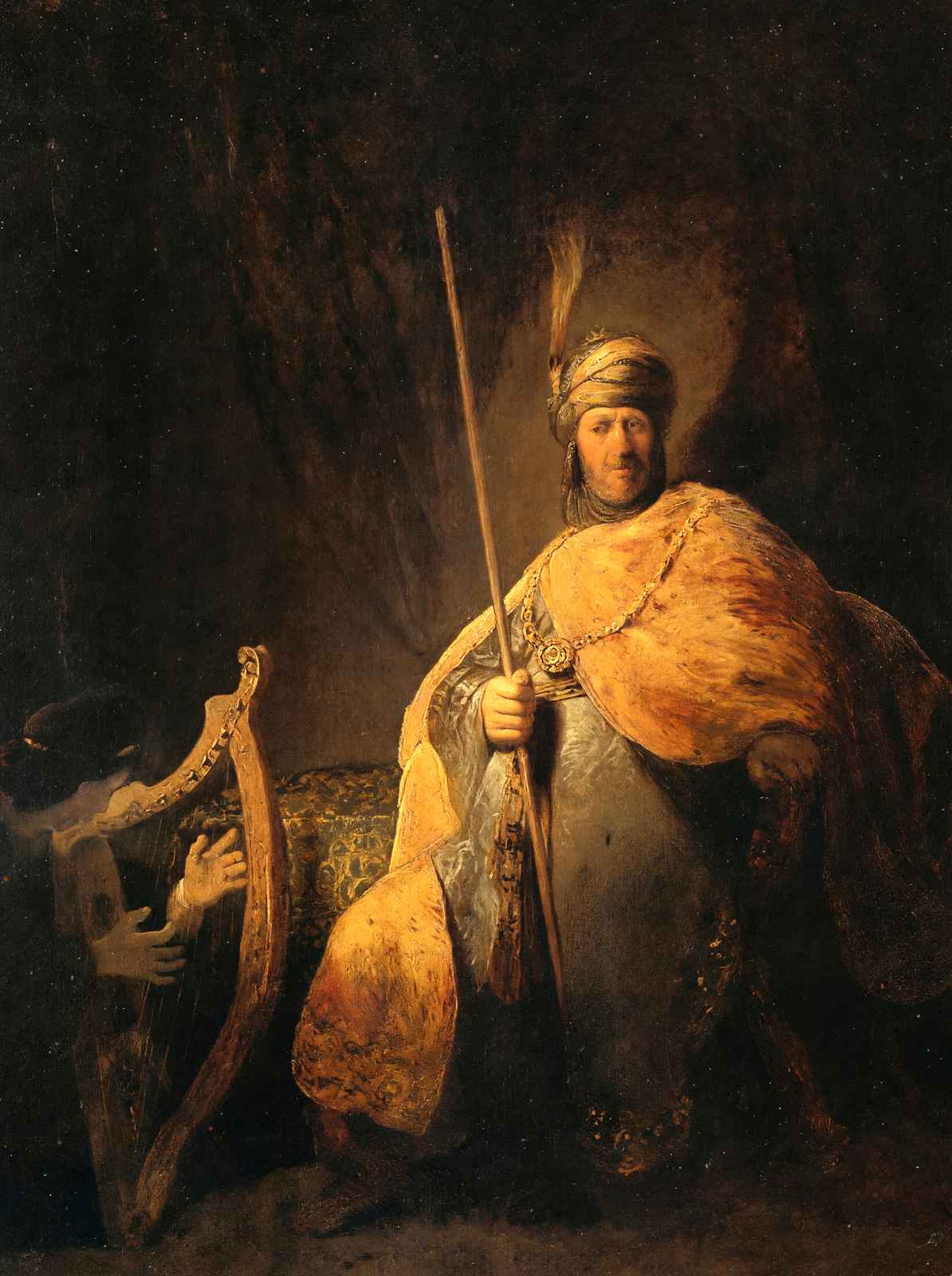 David Playing the Harp to Saul 1629 Painting by Rembrandt Art Print (6 Sizes)
