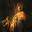 David Playing the Harp to Saul art print by Rembrandt (1629)