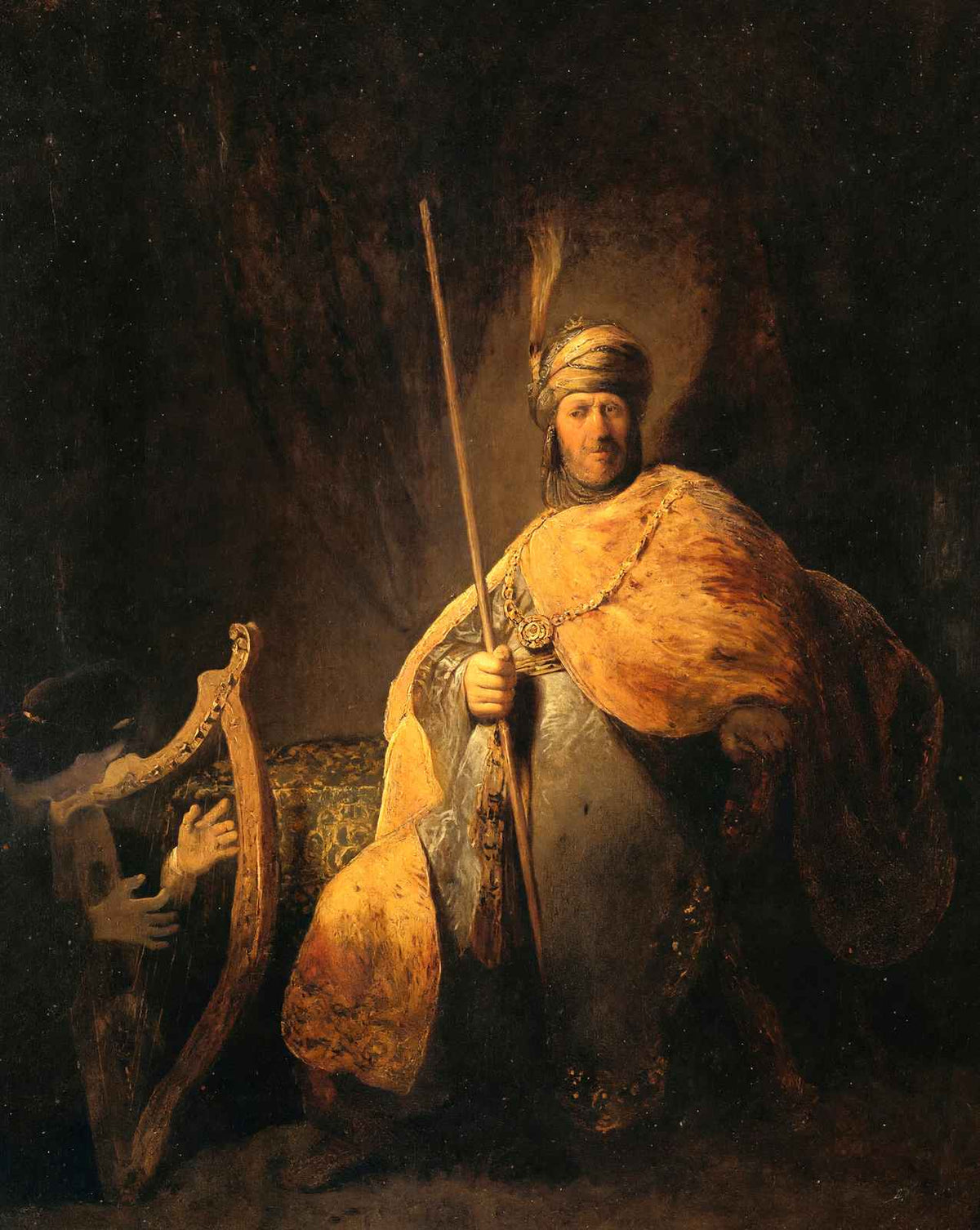 David Playing the Harp to Saul art print by Rembrandt (1629)