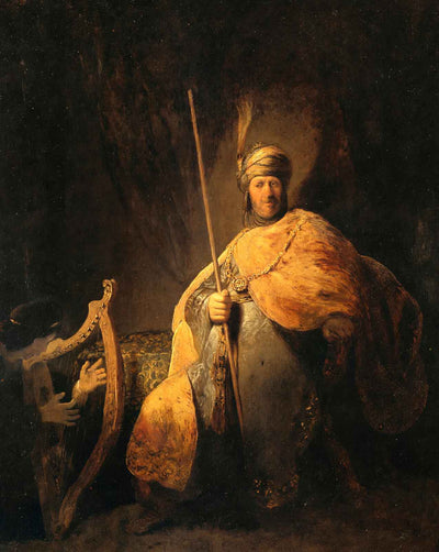 David Playing the Harp to Saul art print by Rembrandt (1629)