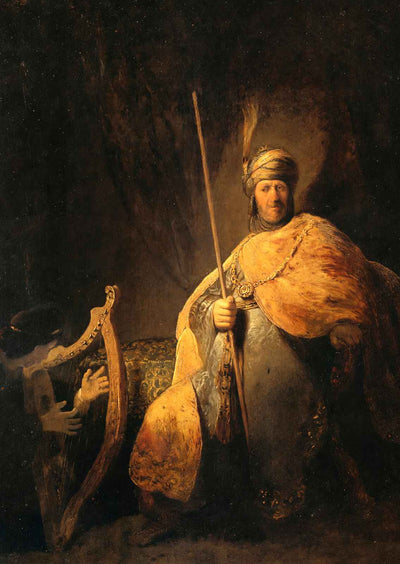 David Playing the Harp to Saul 1629 Painting by Rembrandt Art Print (6 Sizes)