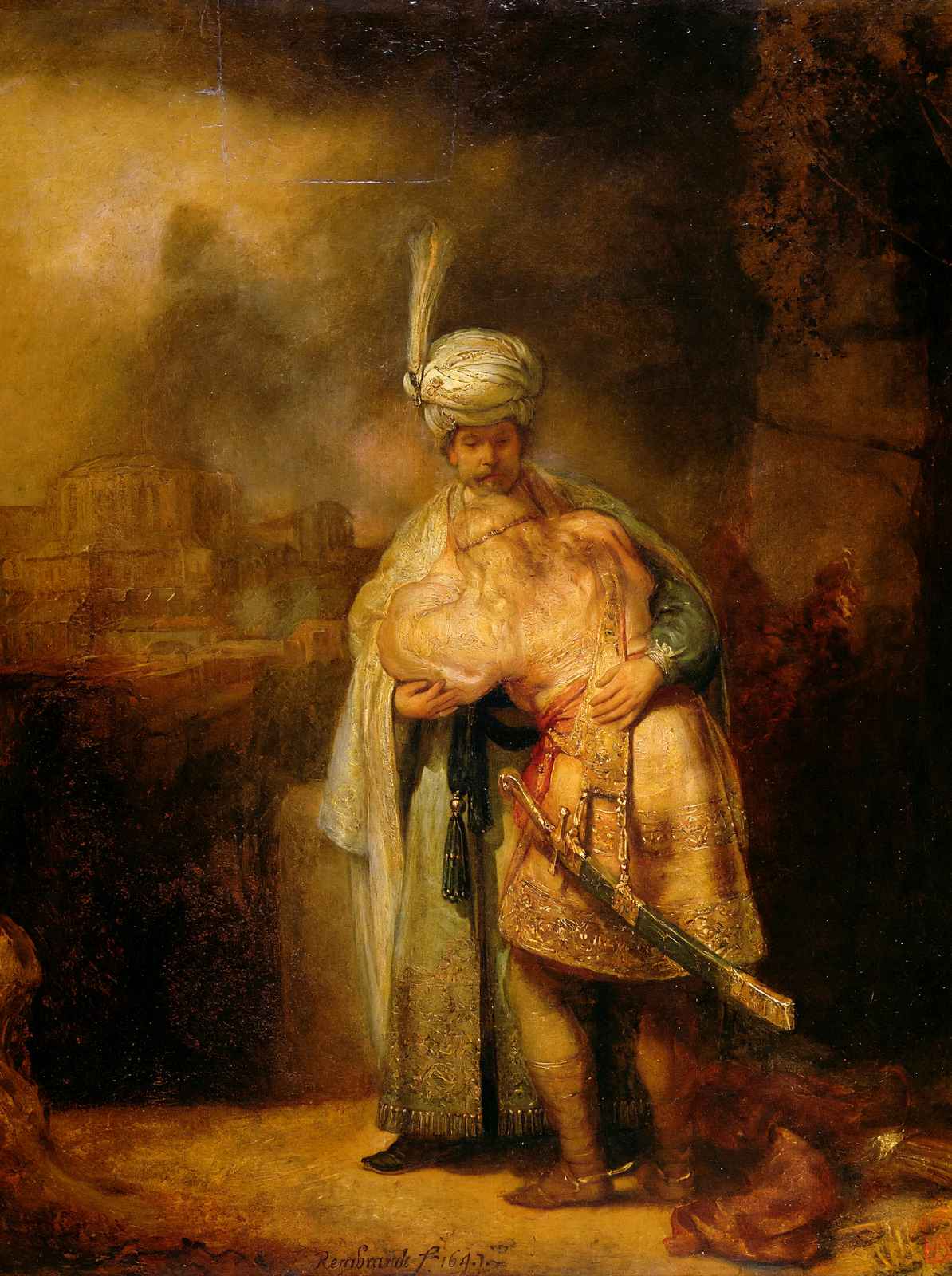 David and Jonathan 1642 Painting by Rembrandt Art Print (6 Sizes) - Restored