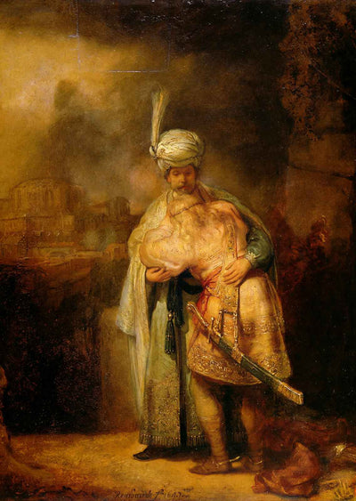 David and Jonathan 1642 Painting by Rembrandt Art Print (6 Sizes) - Restored