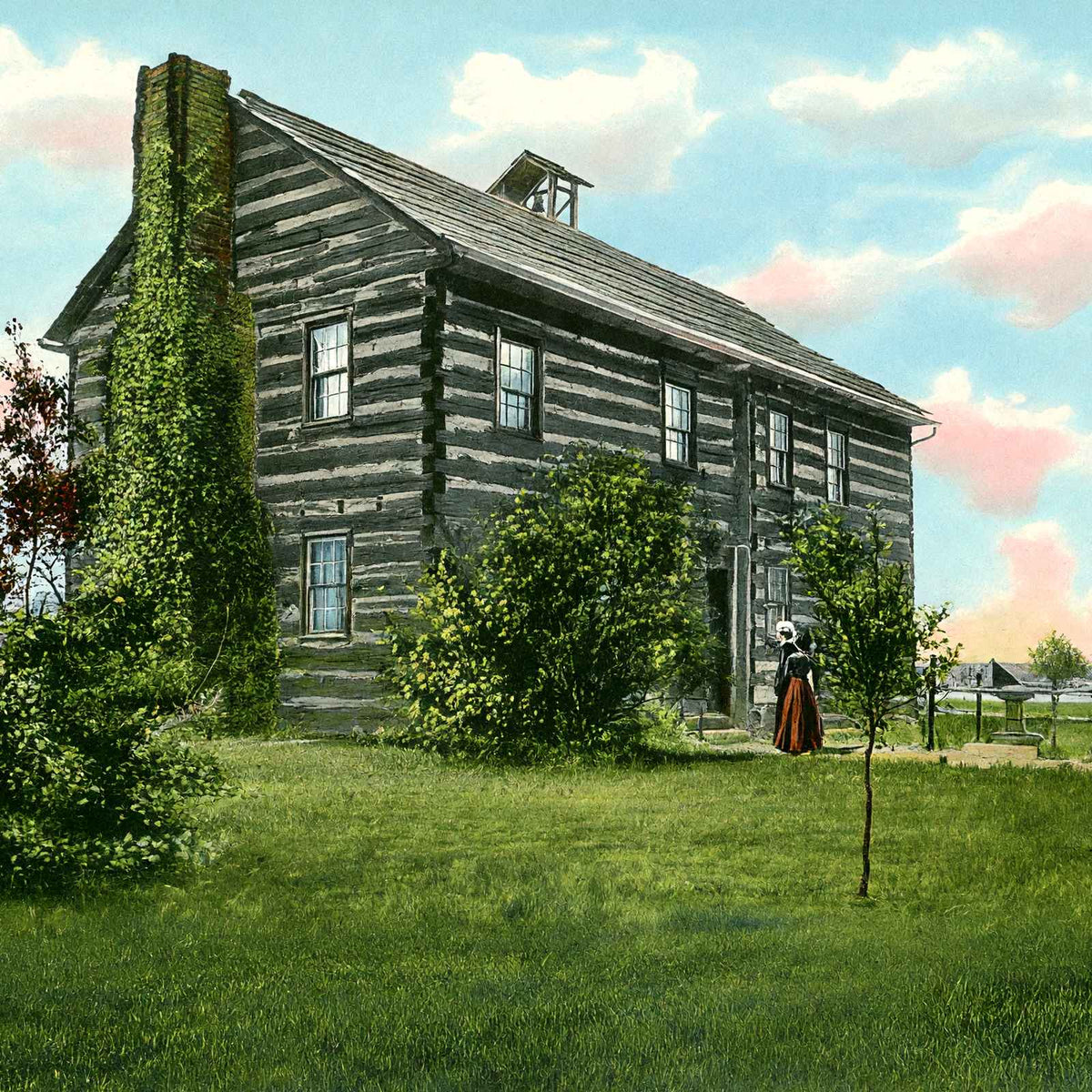 Dayton's Oldest House, Log Cabin Built 1796, 1906 Vintage Print (7 Sizes)