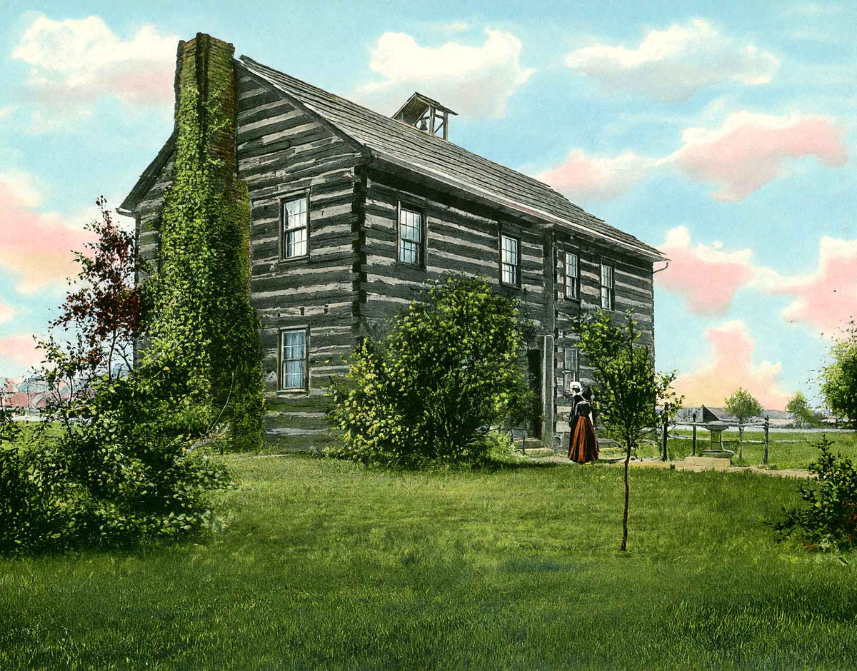 Dayton's Oldest House, Log Cabin Built 1796, 1906 Vintage Print (7 Sizes)