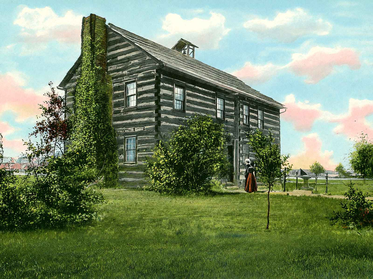 Dayton's Oldest House, Log Cabin Built 1796, 1906 Vintage Print (7 Sizes)