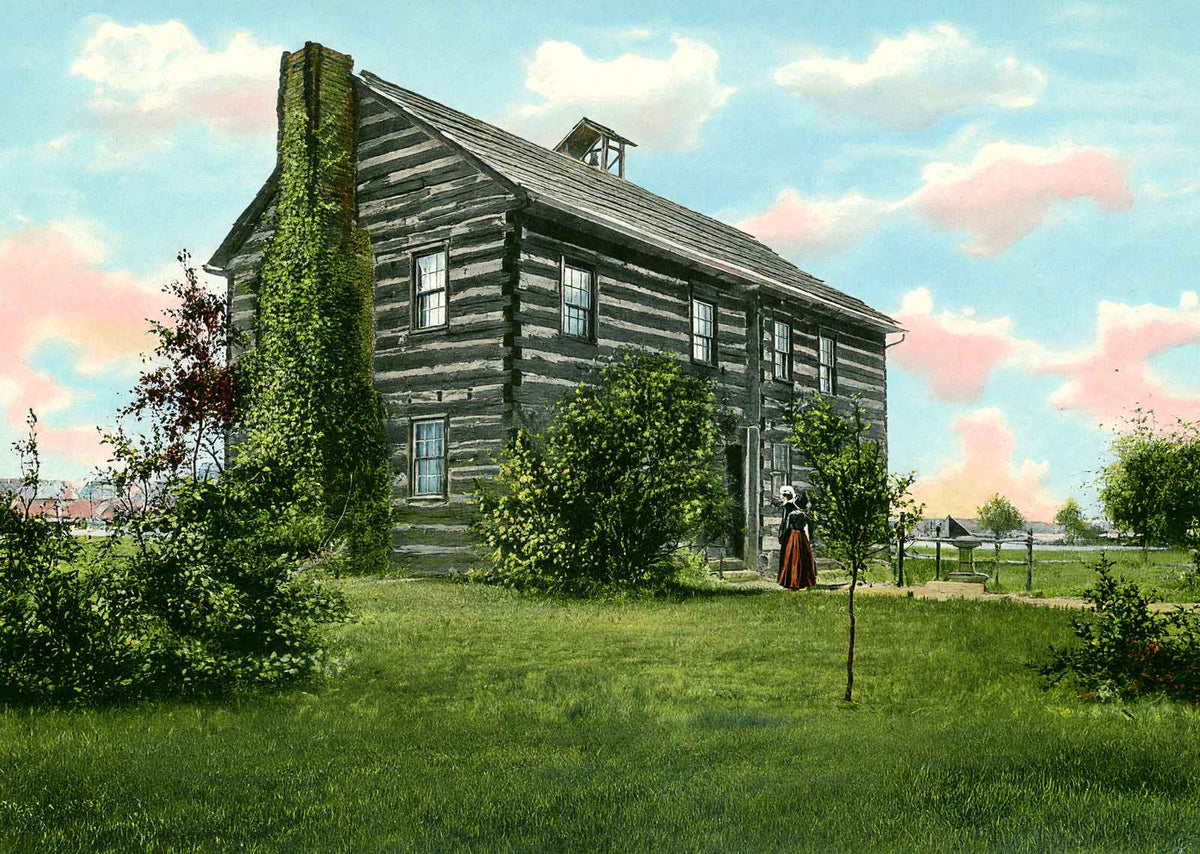 Dayton's Oldest House, Log Cabin Built 1796, 1906 Vintage Print (7 Sizes)