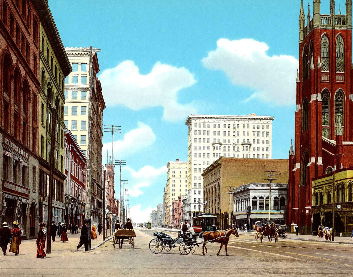 Main Street North from Fifth Dayton Ohio in 1906 Vintage Print (7 Sizes)