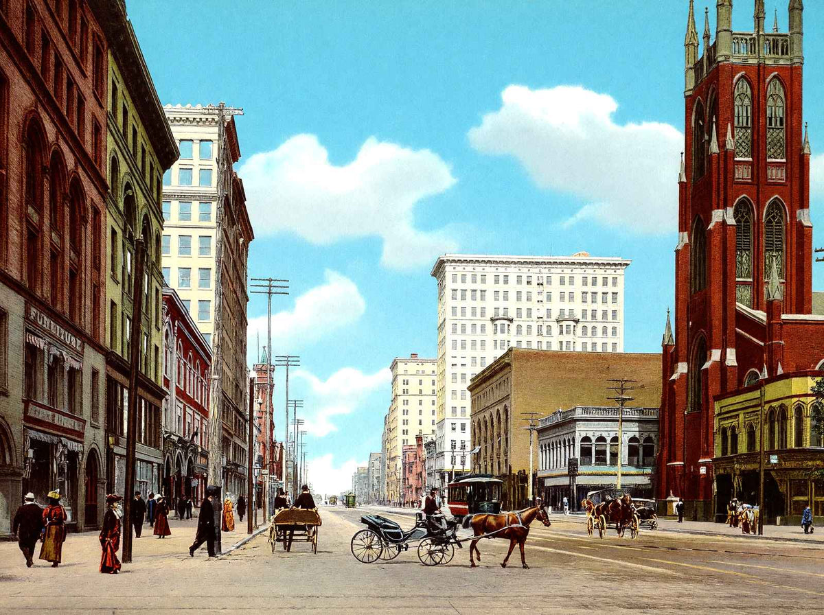 Main Street North from Fifth Dayton Ohio in 1906 Vintage Print (7 Sizes)