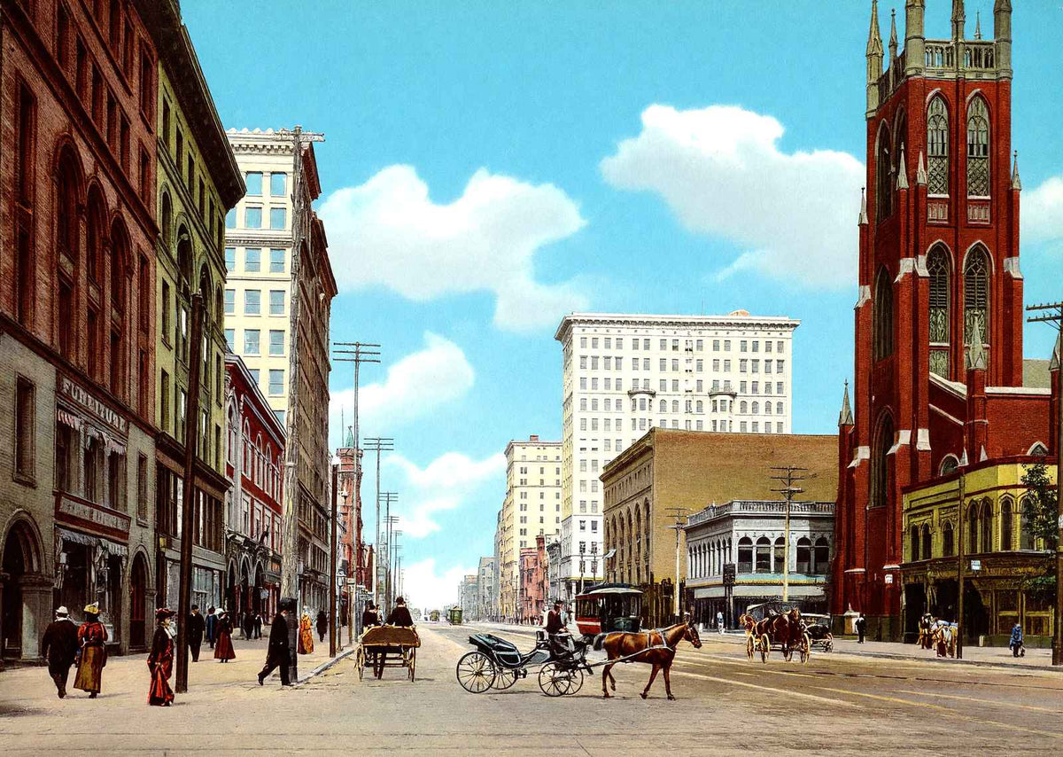 Main Street North from Fifth Dayton Ohio in 1906 Vintage Print (7 Sizes)