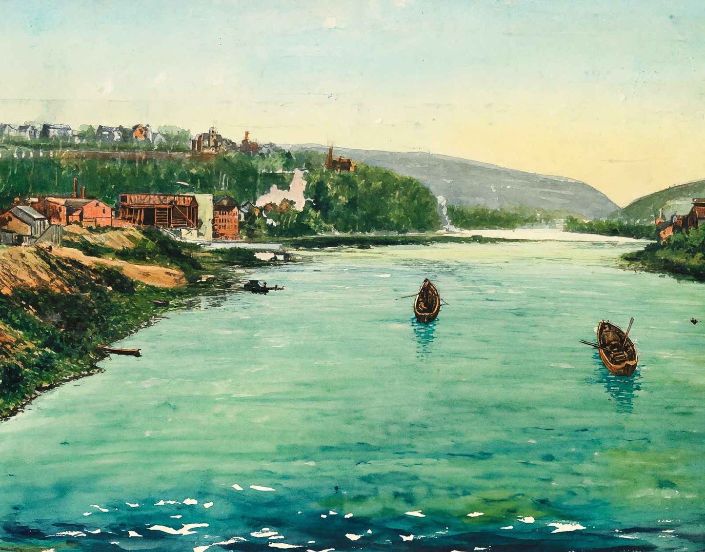 Delaware River Easton PA in 1908 Art Print (7 Sizes) - Premium Quality