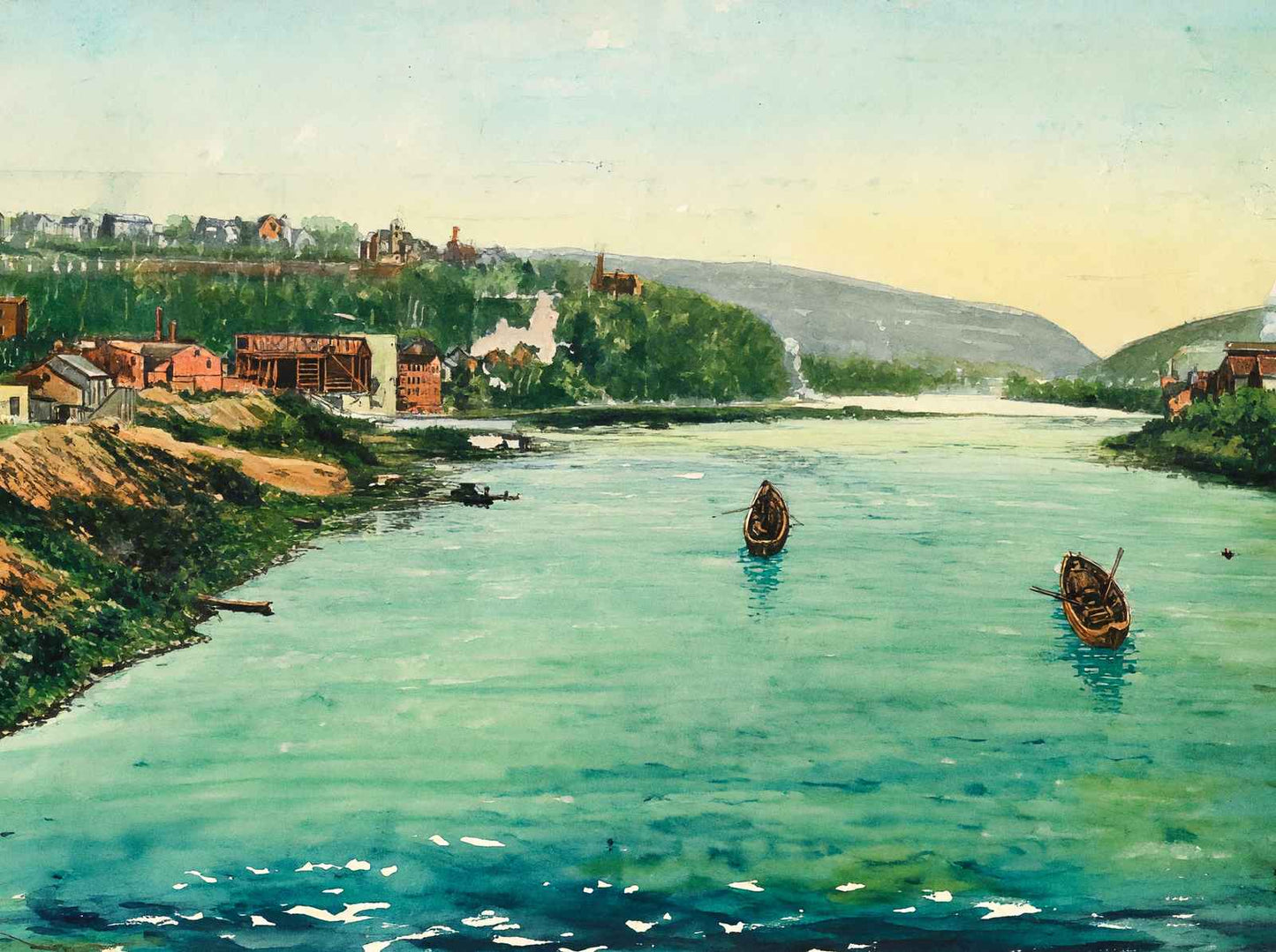 Delaware River Easton PA in 1908 Art Print (7 Sizes) - Premium Quality