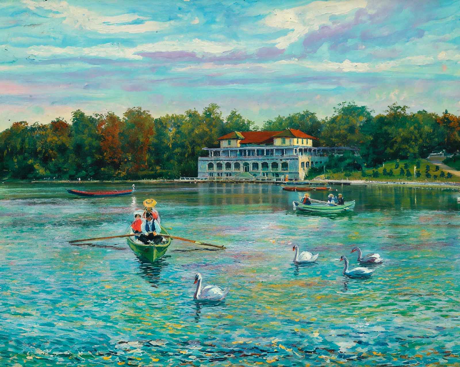 Delaware Park Lake in Buffalo in 1905 art print