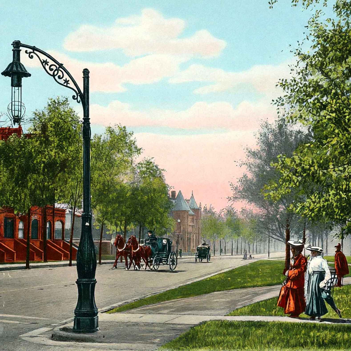 Drexel Boulevard Chicago in 1905 Vintage Print (7 Sizes) - Retouched