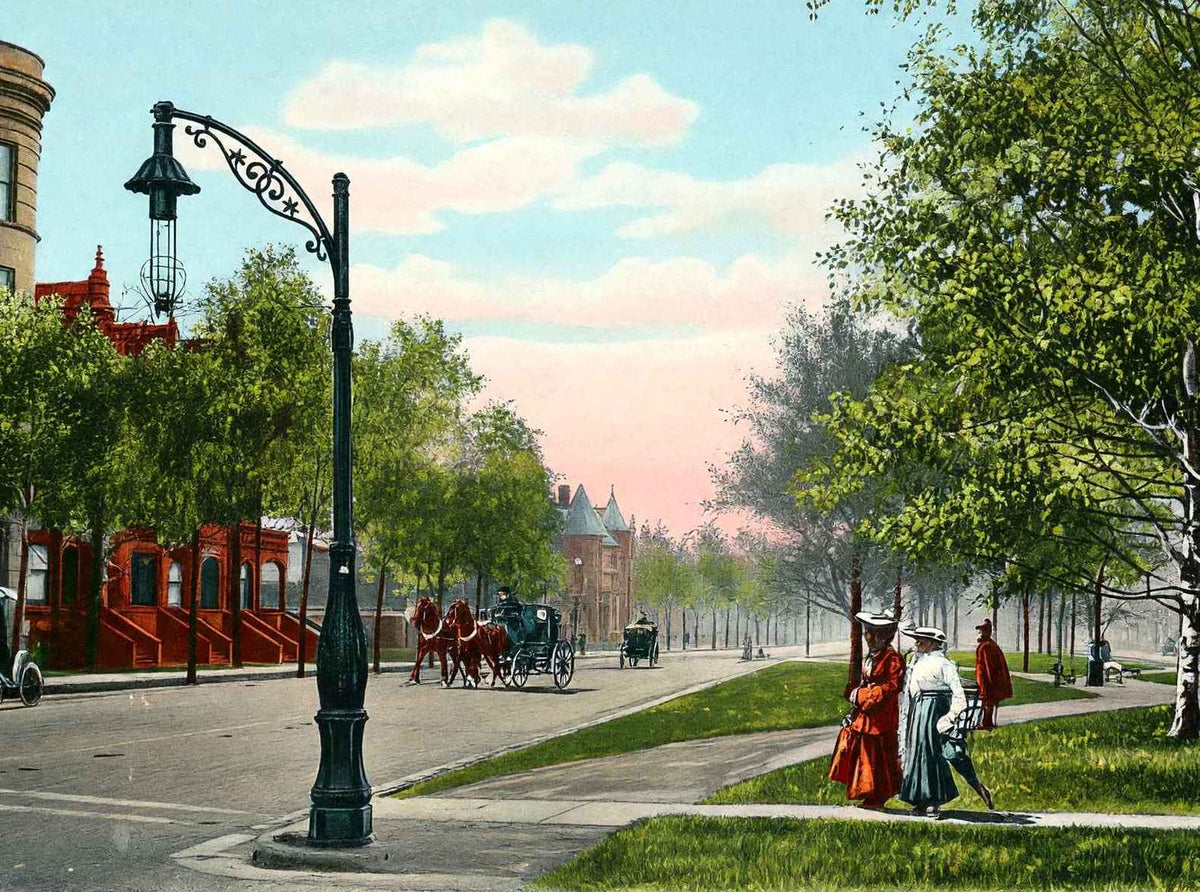 Drexel Boulevard Chicago in 1905 Vintage Print (7 Sizes) - Retouched