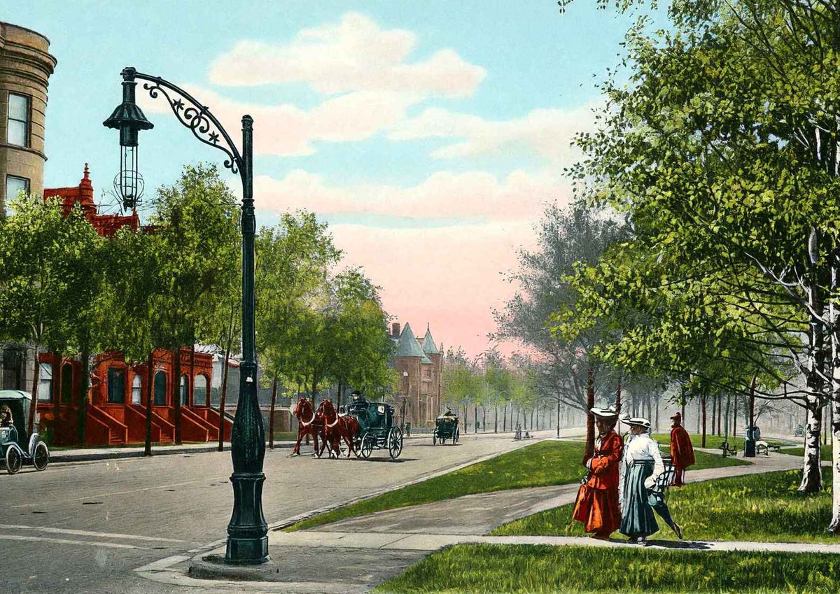 Drexel Boulevard Chicago in 1905 Vintage Print (7 Sizes) - Retouched