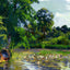 Ducks on the Pond at Montfoucault Art Print 1874 by Camille Pissarro (6 Sizes)
