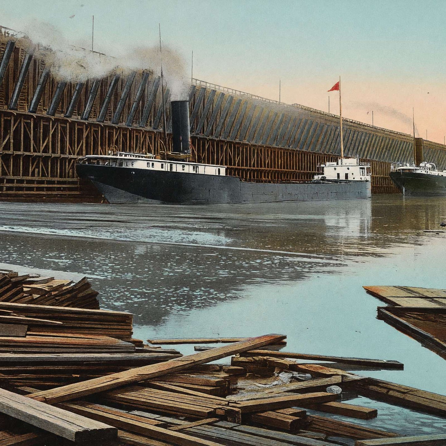 New Mesabe or Dock Duluth in 1907 Vintage Print (7 Sizes) - High Quality