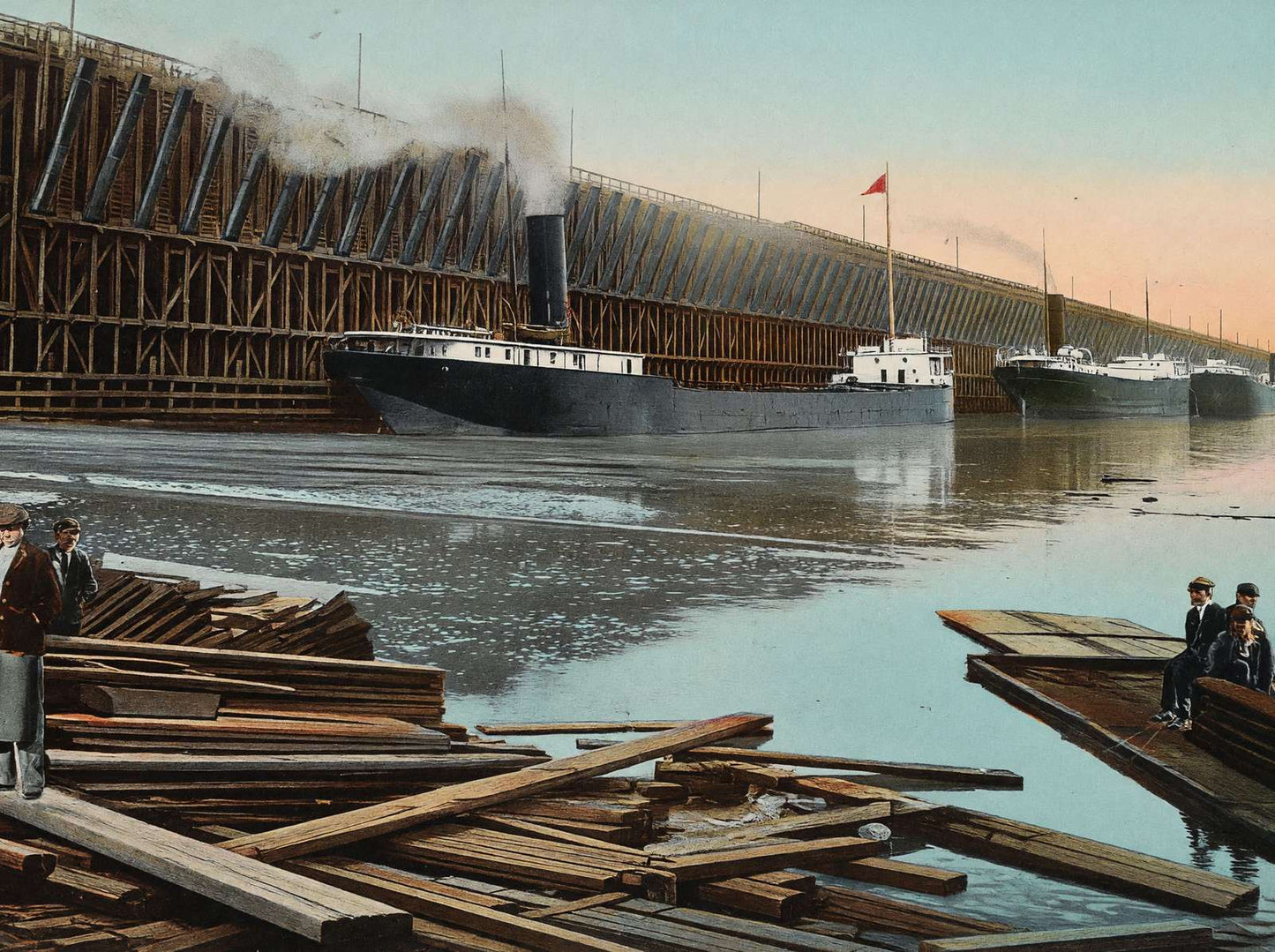 New Mesabe or Dock Duluth in 1907 Vintage Print (7 Sizes) - High Quality