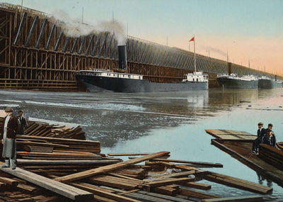 New Mesabe or Dock Duluth in 1907 Vintage Print (7 Sizes) - High Quality