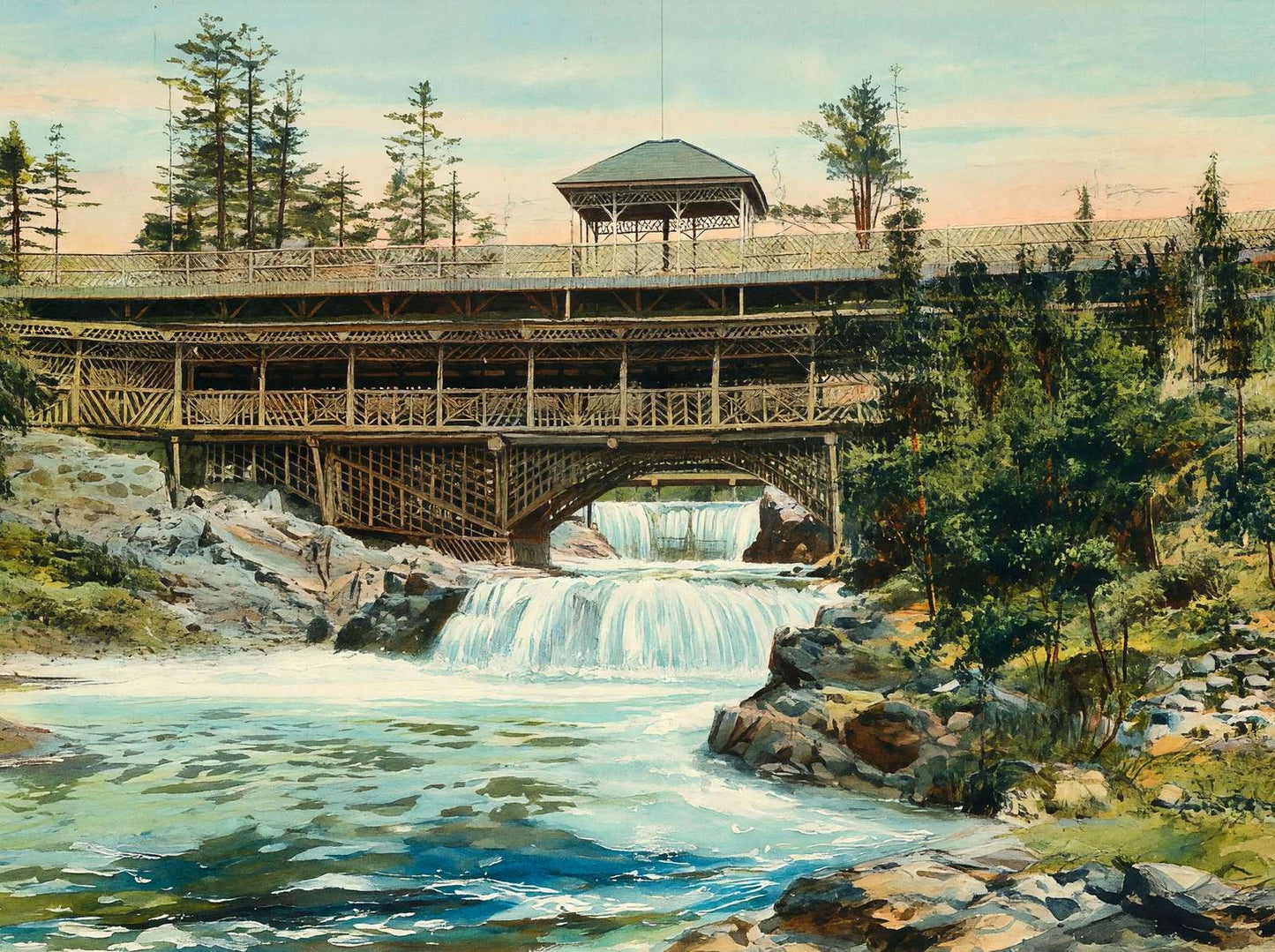 Rustic Bridge Lester Park Duluth in 1907 Art Print (7 Sizes) - Reproduction