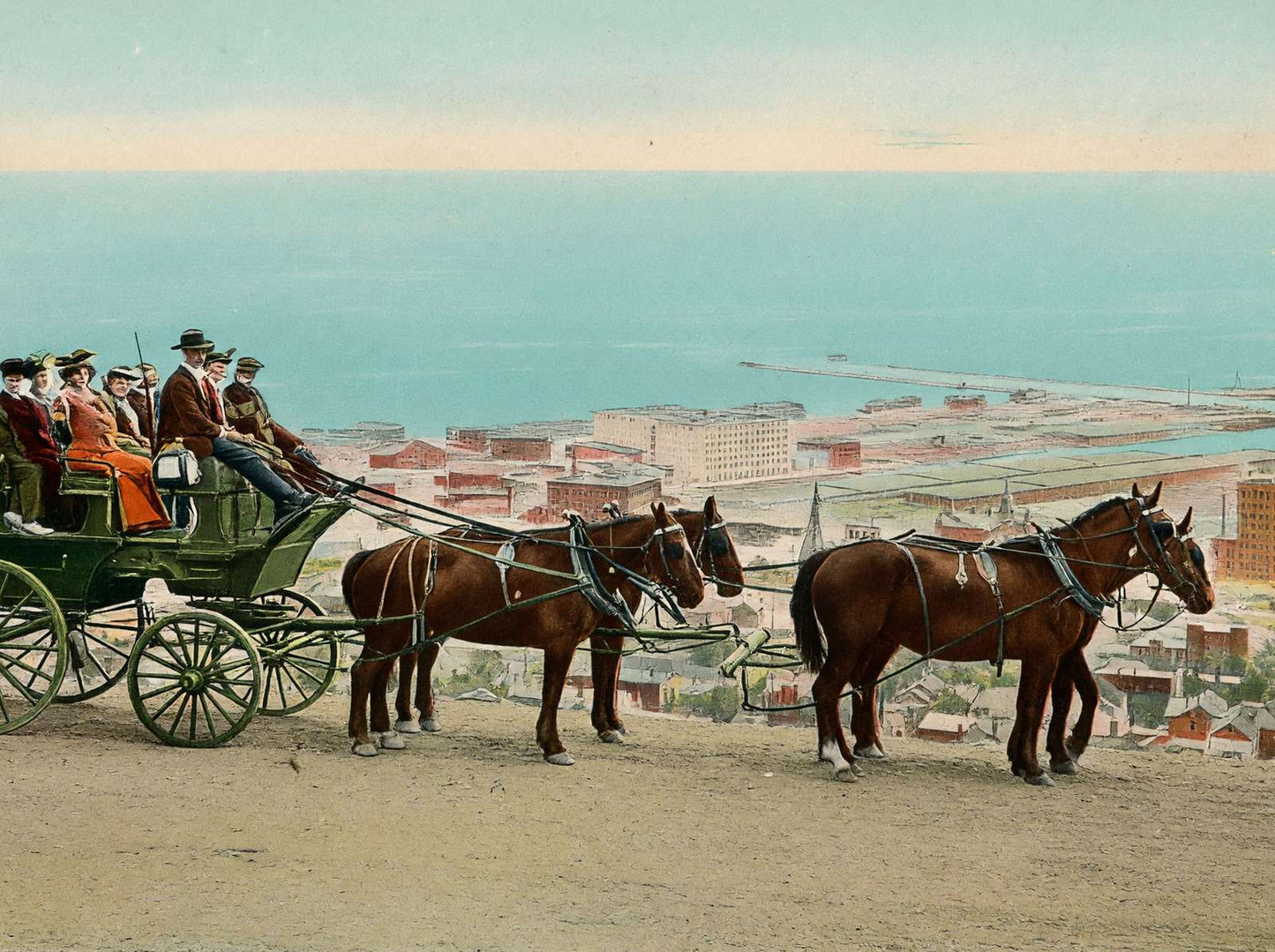 Viewing the Lake from the Boulevard Duluth in 1907 Vintage Print (7 Sizes)