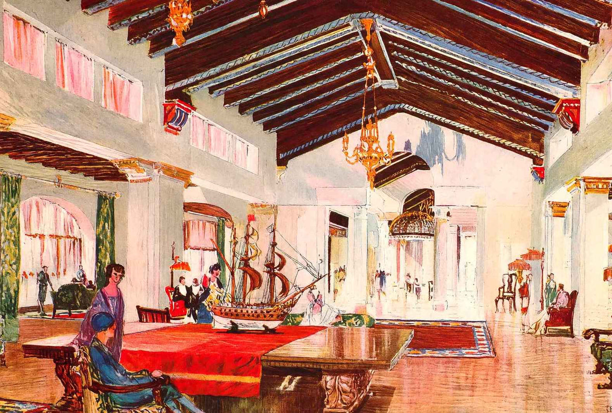 East Lounge Edgewater Beach Hotel Chicago Vintage Print (7 Sizes)